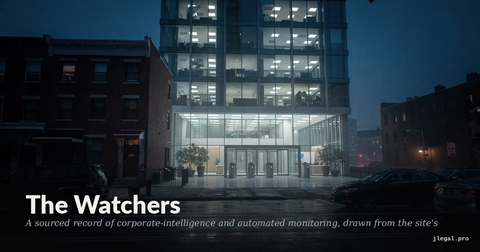 The Watchers — corporate surveillance of jlegal.pro, documented from the site's own logs